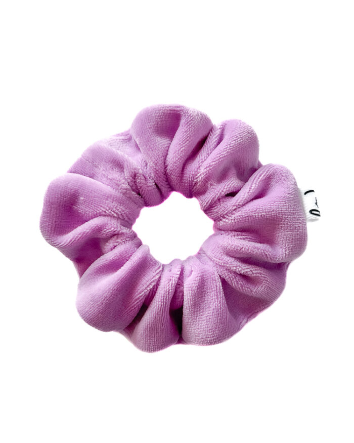 Liliowa gumka do włosów z weluru