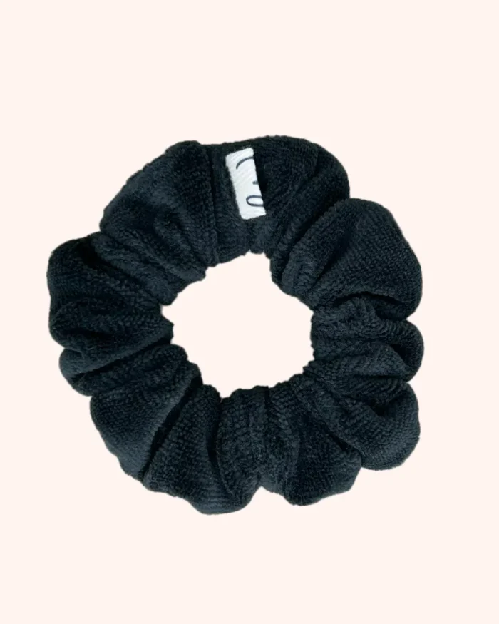Gumka frotka do włosów scrunchie z weluru w kolorze benzyny. Polska marka, wyrób handmade.