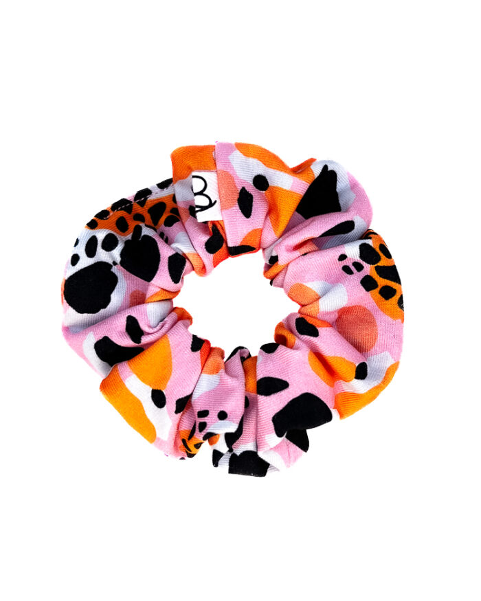 Bawełniana gumka do włosów w różowo-pomarańczowe wzory