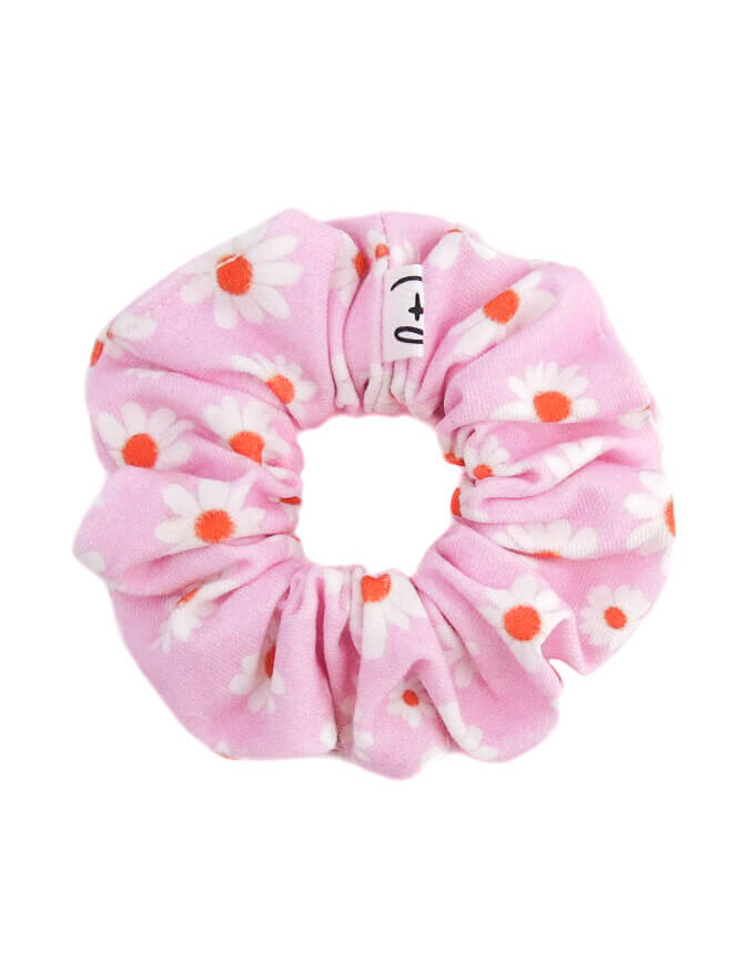 Frotka do włosów scrunchie w stokrotki różowa - polska marka.