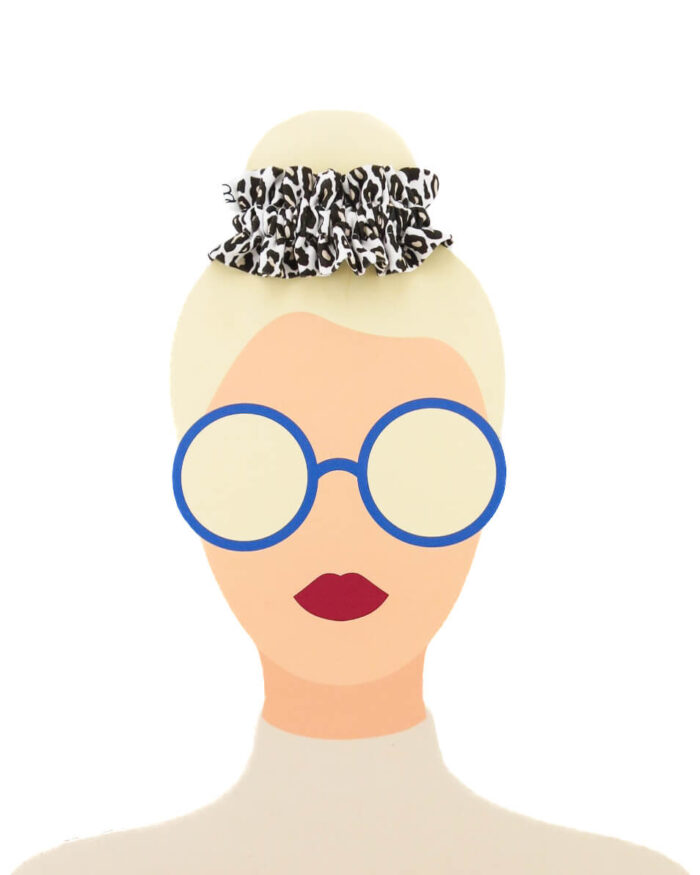 Marszczona gumka do włosów typu ruffle scrunchie w panterkę - polska marka.