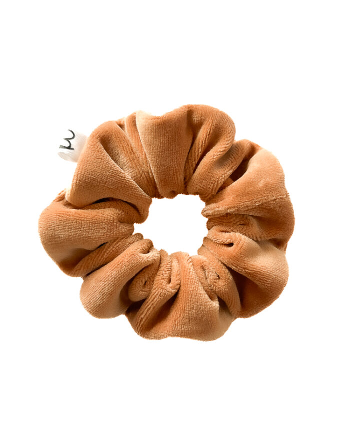 Karmelowa gumka do włosów z weluru