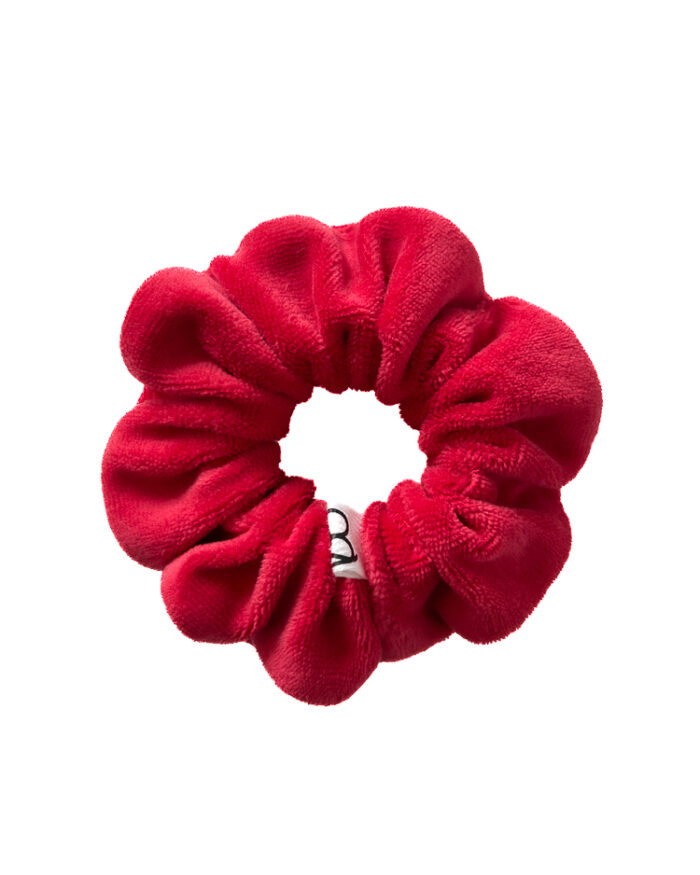 Czerwona gumka do włosów z weluru