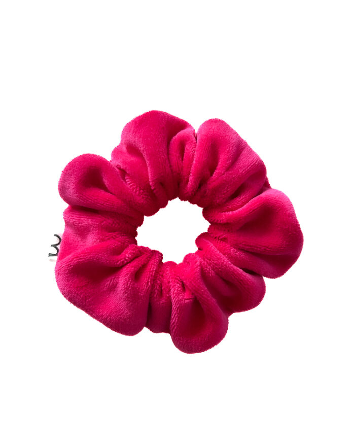 Fuksjowa gumka do włosów z weluru – MAXI