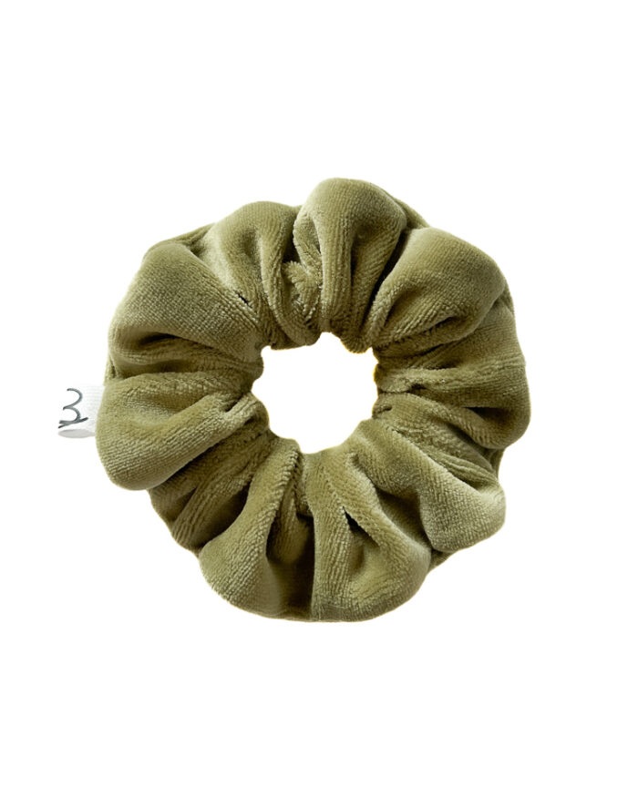 Oliwkowa gumka do włosów z weluru