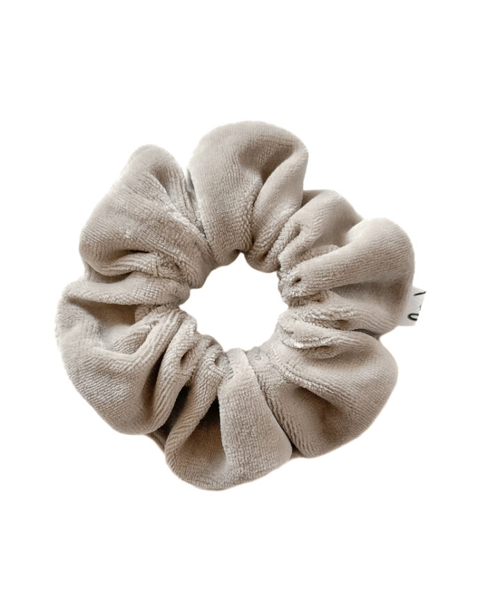 Beżowa gumka do włosów z weluru