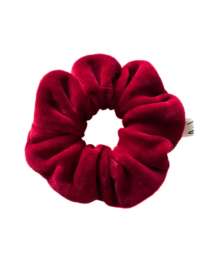 Bordowa gumka do włosów z weluru