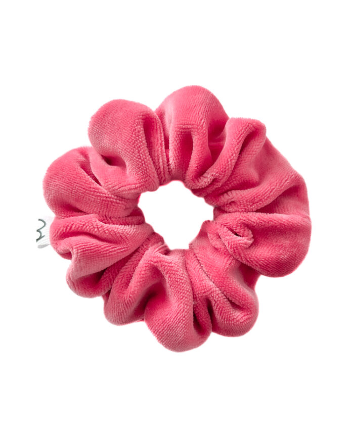 Różowa gumka do włosów z weluru