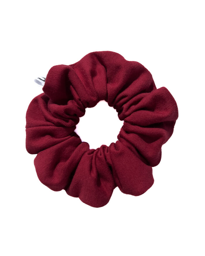 Bordowa gumka do włosów z bawełny