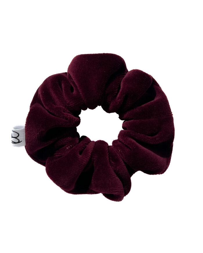 Burgundowa gumka do włosów z weluru