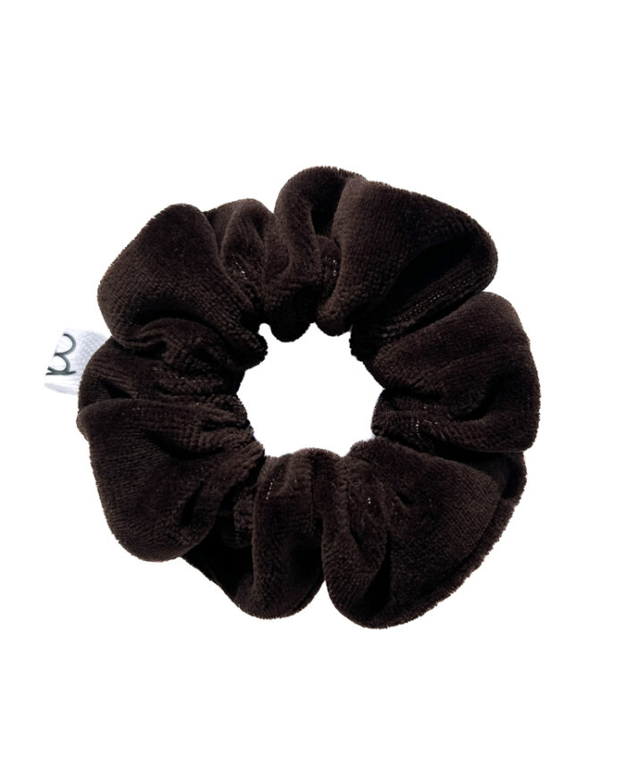 Czekoladowa gumka do włosów z weluru
